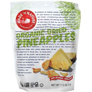 Made in Nature, Organic Dried Pineapples, Sun-Ripened, Unsulfured, 7.5 oz (213 g) Made in Nature, Organic Dried Pineapples, Sun-Ripened, Unsulfured, 7.5 oz (213 g)