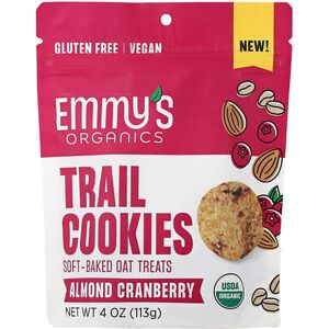Emmy's Organic Cookies, Trail Cookies, Soft-Baked Oat Treats, Almond Cranberry, 4 oz (113 g) Emmy's Organic Cookies, Trail Cookies, Soft-Baked Oat Treats, Almond Cranberry, 4 oz (113 g)