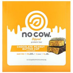No Cow, Dipped Protein Bar, Chocolate Peanut Butter Cup, 12 Bars, 2.12 oz (60 g) Each No Cow, Dipped Protein Bar, Chocolate Peanut Butter Cup, 12 Bars, 2.12 oz (60 g) Each