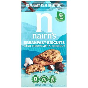 Nairn's, Breakfast Biscuits, Dark Chocolate & Coconut, 4 Packs, 5.64 oz (160 g) Nairn's, Breakfast Biscuits, Dark Chocolate & Coconut, 4 Packs, 5.64 oz (160 g)
