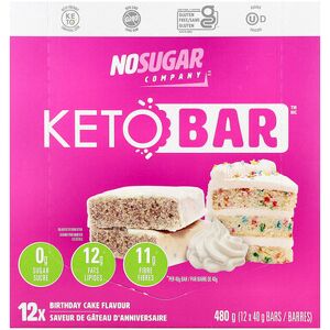 No Sugar Company, Keto Bar™, Birthday Cake, 12 Bars, 40 g Each No Sugar Company, Keto Bar™, Birthday Cake, 12 Bars, 40 g Each