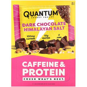 Quantum Energy Square, Caffeine & Protein Bar, Dark Chocolate Himalayan Salt, 8 Bars, 1.69 oz (48 g) Each Quantum Energy Square, Caffeine & Protein Bar, Dark Chocolate Himalayan Salt, 8 Bars, 1.69 oz (48 g) Each