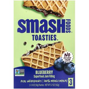 Smash Foods, Toasties™, Blueberry, 3 Pastries, 1.9 oz (54 g) Each Smash Foods, Toasties™, Blueberry, 3 Pastries, 1.9 oz (54 g) Each