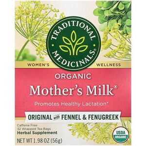 Traditional Medicinals, Organic Mother's Milk®, Original with Fennel & Fenugreek, Caffeine Free, 32 Wrapped Tea Bags, 1.98 oz (56 g) Traditional Medicinals, Organic Mother's Milk®, Original with Fennel & Fenugreek, Caffeine Free, 32 Wrapped Tea Bags, 1.98 oz (56 g)