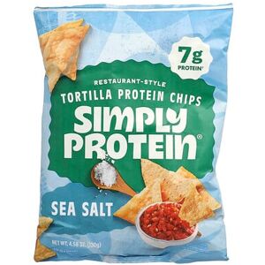 Simply Protein, Restaurant-Style Tortilla Protein Chips, Sea Salt, 4.58 oz (130 g) Simply Protein, Restaurant-Style Tortilla Protein Chips, Sea Salt, 4.58 oz (130 g)