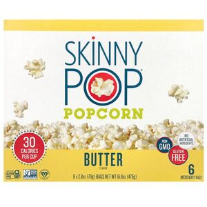 SkinnyPop, Popcorn, Butter, 6 Bags, 2.8 oz (79 g) Each SkinnyPop, Popcorn, Butter, 6 Bags, 2.8 oz (79 g) Each
