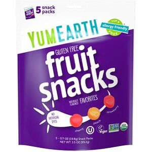 YumEarth, Gluten Free Fruit Snacks, Favorites, 5 Packs, 0.7 oz (19.8 g) Each YumEarth, Gluten Free Fruit Snacks, Favorites, 5 Packs, 0.7 oz (19.8 g) Each