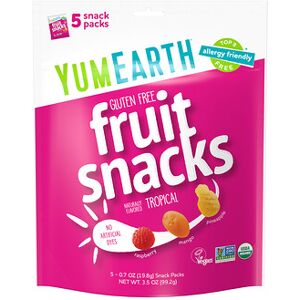 YumEarth, Gluten Free Fruit Snacks, Tropical, 5 Snack Packs, 0.7 oz (19.8 g) Each YumEarth, Gluten Free Fruit Snacks, Tropical, 5 Snack Packs, 0.7 oz (19.8 g) Each