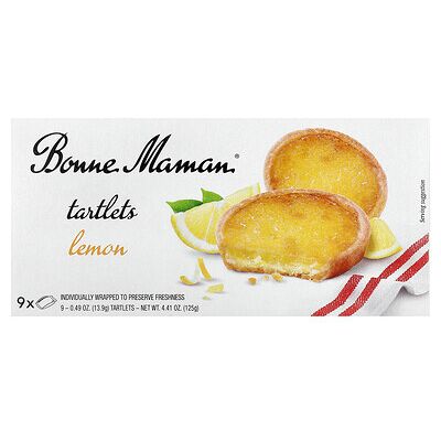 Bonne Maman, Tartlets, Lemon, 9 Tartlets, 0.49 oz (13.9 g) Each Bonne Maman, Tartlets, Lemon, 9 Tartlets, 0.49 oz (13.9 g) Each