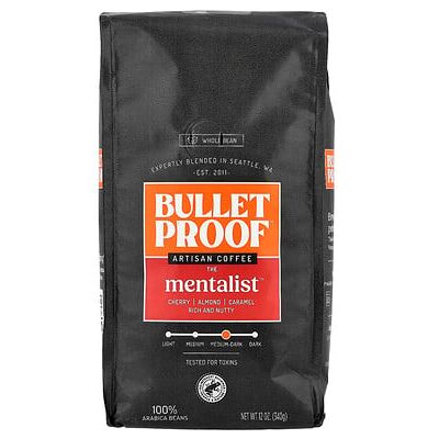 BulletProof, Artisan Coffee, The Mentalist™, Whole Bean, Medium-Dark Roast, 12 oz (340 g) BulletProof, Artisan Coffee, The Mentalist™, Whole Bean, Medium-Dark Roast, 12 oz (340 g)