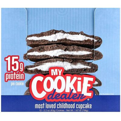 My Cookie Dealer Protein, Protein Cookie, Most Loved Childhood Cupcake, 12 Cookies, 2.2 oz (63 g) Each My Cookie Dealer Protein, Protein Cookie, Most Loved Childhood Cupcake, 12 Cookies, 2.2 oz (63 g) Each