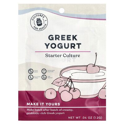 Cultures for Health, Greek Yogurt, Starter Culture , 2 Packets, .04 oz (1.2 g) Cultures for Health, Greek Yogurt, Starter Culture , 2 Packets, .04 oz (1.2 g)