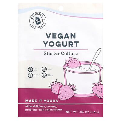 Cultures for Health, Vegan Yogurt, 4 Packets, .06 oz (1.6 g) Cultures for Health, Vegan Yogurt, 4 Packets, .06 oz (1.6 g)