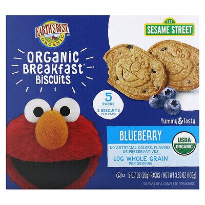 Earth's Best, Organic Breakfast Biscuits, 2 Years and Up, Blueberry, 5 Packs, 0.7 oz (20 g) Each Earth's Best, Organic Breakfast Biscuits, 2 Years and Up, Blueberry, 5 Packs, 0.7 oz (20 g) Each