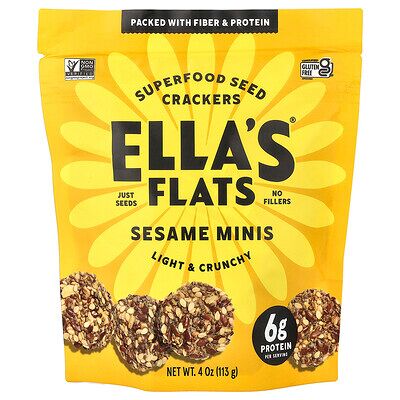 Ella's Flats, Superfood Seed Crackers, Sesame Minis, 4 oz (113 g) Ella's Flats, Superfood Seed Crackers, Sesame Minis, 4 oz (113 g)