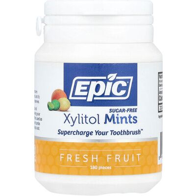 Epic Dental, Xylitol Mints, Sugar-Free, Fresh Fruit, 180 Pieces Epic Dental, Xylitol Mints, Sugar-Free, Fresh Fruit, 180 Pieces