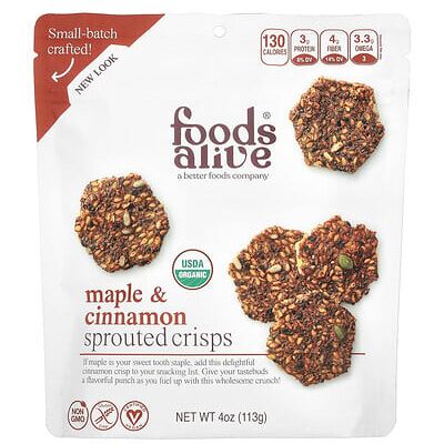 Foods Alive, Sprouted Crisps, Maple & Cinnamon, 4 oz (113 g) Foods Alive, Sprouted Crisps, Maple & Cinnamon, 4 oz (113 g)