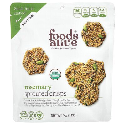 Foods Alive, Sprouted Crisps, Rosemary, 4 oz (113 g) Foods Alive, Sprouted Crisps, Rosemary, 4 oz (113 g)
