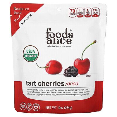 Foods Alive, Organic Tart Cherries, Dried, 10 oz (284 g) Foods Alive, Organic Tart Cherries, Dried, 10 oz (284 g)
