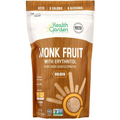 Health Garden, Monk Fruit With Erythritol, Golden, 16 oz (454 g) Health Garden, Monk Fruit With Erythritol, Golden, 16 oz (454 g)