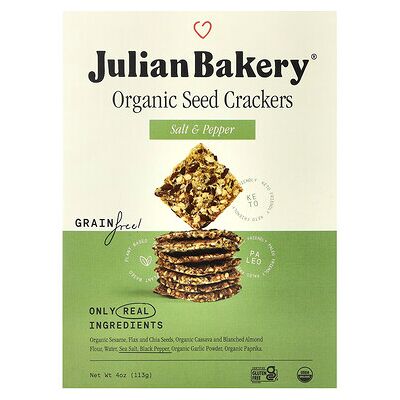 Julian Bakery, Organic Seed Crackers, Salt & Pepper, 4 oz (113 g) Julian Bakery, Organic Seed Crackers, Salt & Pepper, 4 oz (113 g)