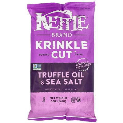 Kettle Foods, Krinkle Cut™ Potato Chips, Truffle Oil & Sea Salt, 5 oz (141 g) Kettle Foods, Krinkle Cut™ Potato Chips, Truffle Oil & Sea Salt, 5 oz (141 g)