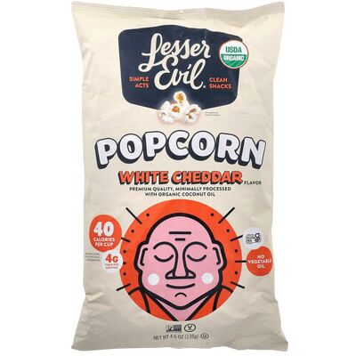 LesserEvil, Popcorn, White Cheddar , 4.6 oz (130 g) LesserEvil, Popcorn, White Cheddar , 4.6 oz (130 g)