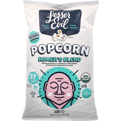 LesserEvil, Popcorn, Homer's Blend, Garlic Parm, 4.6 oz (130 g) LesserEvil, Popcorn, Homer's Blend, Garlic Parm, 4.6 oz (130 g)