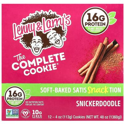 Lenny & Larry's, The Complete Cookie®, Snickerdoodle, 12 Cookies, 4 oz (113 g) Each Lenny & Larry's, The Complete Cookie®, Snickerdoodle, 12 Cookies, 4 oz (113 g) Each
