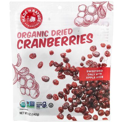 Made in Nature, Organic Dried Cranberries, 5 oz (142 g) Made in Nature, Organic Dried Cranberries, 5 oz (142 g)