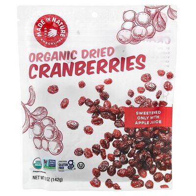 Made in Nature, Organic Dried Cranberries, 5 oz (142 g) Made in Nature, Organic Dried Cranberries, 5 oz (142 g)