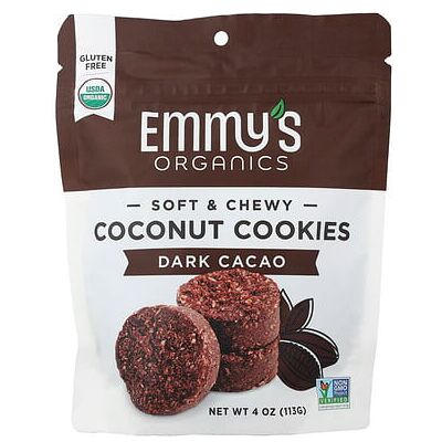 Emmy's Organic Cookies, Soft & Chewy Coconut Cookies, Dark Cacao, 4 oz (113 g) Emmy's Organic Cookies, Soft & Chewy Coconut Cookies, Dark Cacao, 4 oz (113 g)