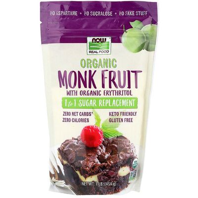 NOW Foods, Organic Monk Fruit With Organic Erythritol , 1 lb (454 g) NOW Foods, Organic Monk Fruit With Organic Erythritol , 1 lb (454 g)