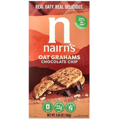 Nairn's, Oat Grahams, Chocolate Chip, 4 Packs, 5.64 oz (160 g) Nairn's, Oat Grahams, Chocolate Chip, 4 Packs, 5.64 oz (160 g)