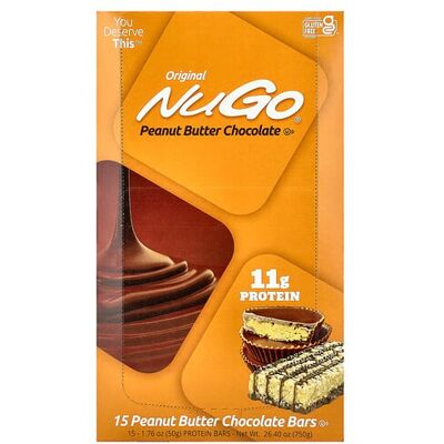 NuGo Nutrition, Protein Bars, Peanut Butter Chocolate, 15 Bars, 1.76 oz (50 g) Each NuGo Nutrition, Protein Bars, Peanut Butter Chocolate, 15 Bars, 1.76 oz (50 g) Each