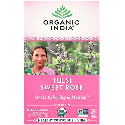 Organic India Tulsi Sweet Rose Herbal Tea - Supports Immune System Organic India Tulsi Sweet Rose Herbal Tea - Supports Immune System