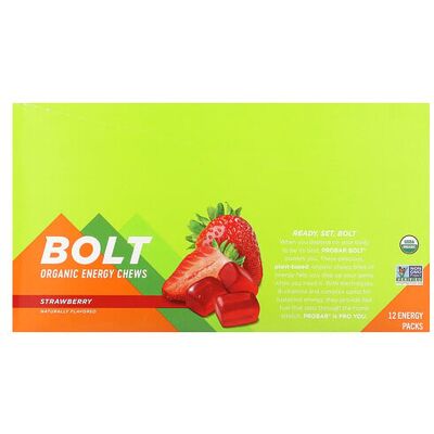 ProBar, Bolt, Organic Energy Chews, Strawberry, 12 Packs, 2.1 oz (60 g) Each ProBar, Bolt, Organic Energy Chews, Strawberry, 12 Packs, 2.1 oz (60 g) Each