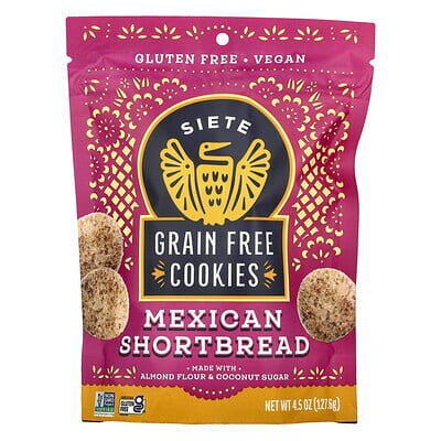 Siete, Grain Free Cookies, Mexican Shortbread , 4.5 oz (127.6 g) Siete, Grain Free Cookies, Mexican Shortbread , 4.5 oz (127.6 g)