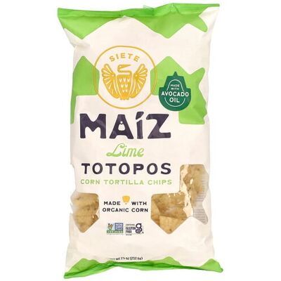 Siete, Maiz Totopos Corn Tortilla Chips, Lime , 7.5 oz (212.6 g) Siete, Maiz Totopos Corn Tortilla Chips, Lime , 7.5 oz (212.6 g)