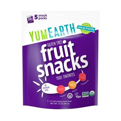 YumEarth, Gluten Free Fruit Snacks, Favorites, 5 Packs, 0.7 oz (19.8 g) Each YumEarth, Gluten Free Fruit Snacks, Favorites, 5 Packs, 0.7 oz (19.8 g) Each