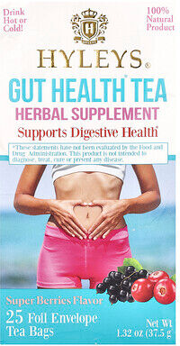 Hyleys Tea, Gut Health Tea, Super Berries , 25 Foil Envelope Tea Bags, 1.32 oz (37.5 g)