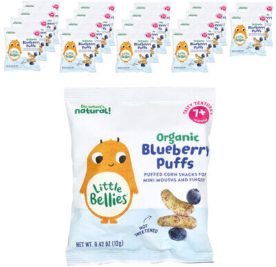 Little Bellies, Organic Blueberry Puffs, 7+ Months, 18 Bags, 0.42 oz (12 g) Each