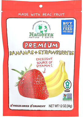 Natierra, Premium Freeze-Dried Bananas + Strawberries, 1.2 oz (34 g)