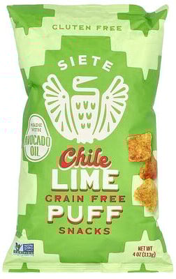 Siete, Grain Free Puff Snacks, Chile Lime, 4 oz (113 g)