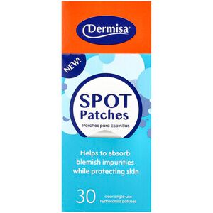 Dermisa, Spot Patches, For All Skin Types, 30 Clear Single-Use Hydrocolloid Patches Dermisa, Spot Patches, For All Skin Types, 30 Clear Single-Use Hydrocolloid Patches