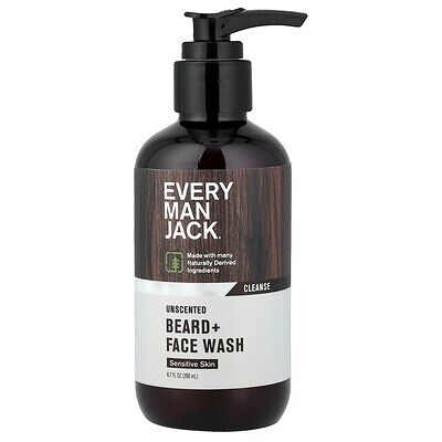 Every Man Jack, Beard + Face Wash, Sensitive Skin, Unscented, 6.7 fl oz (200 ml) Every Man Jack, Beard + Face Wash, Sensitive Skin, Unscented, 6.7 fl oz (200 ml)