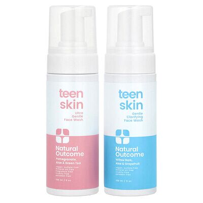 Natural Outcome, Teen Skin, Face Wash Duo, Clarifying Face Wash, 1 Set, 5 oz (150 ml) Each Natural Outcome, Teen Skin, Face Wash Duo, Clarifying Face Wash, 1 Set, 5 oz (150 ml) Each