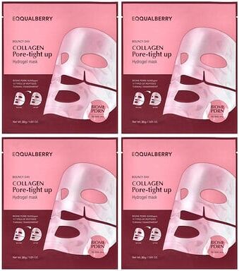 EQQUALBERRY, Bouncy Day, Collagen Pore-Tight Up, Hydrogel Beauty Mask, 4 Sheet, 1.01 oz (30 g) Each