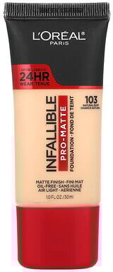 L'Oréal, Infallible, Pro-Matte Foundation, 103 Natural Buff, 1 fl oz (30 ml)