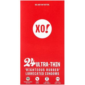 Here We Flo, XO! Ultra-Thin, Righteous Rubber Lubricated Condoms, Unscented, 24 Condoms Here We Flo, XO! Ultra-Thin, Righteous Rubber Lubricated Condoms, Unscented, 24 Condoms